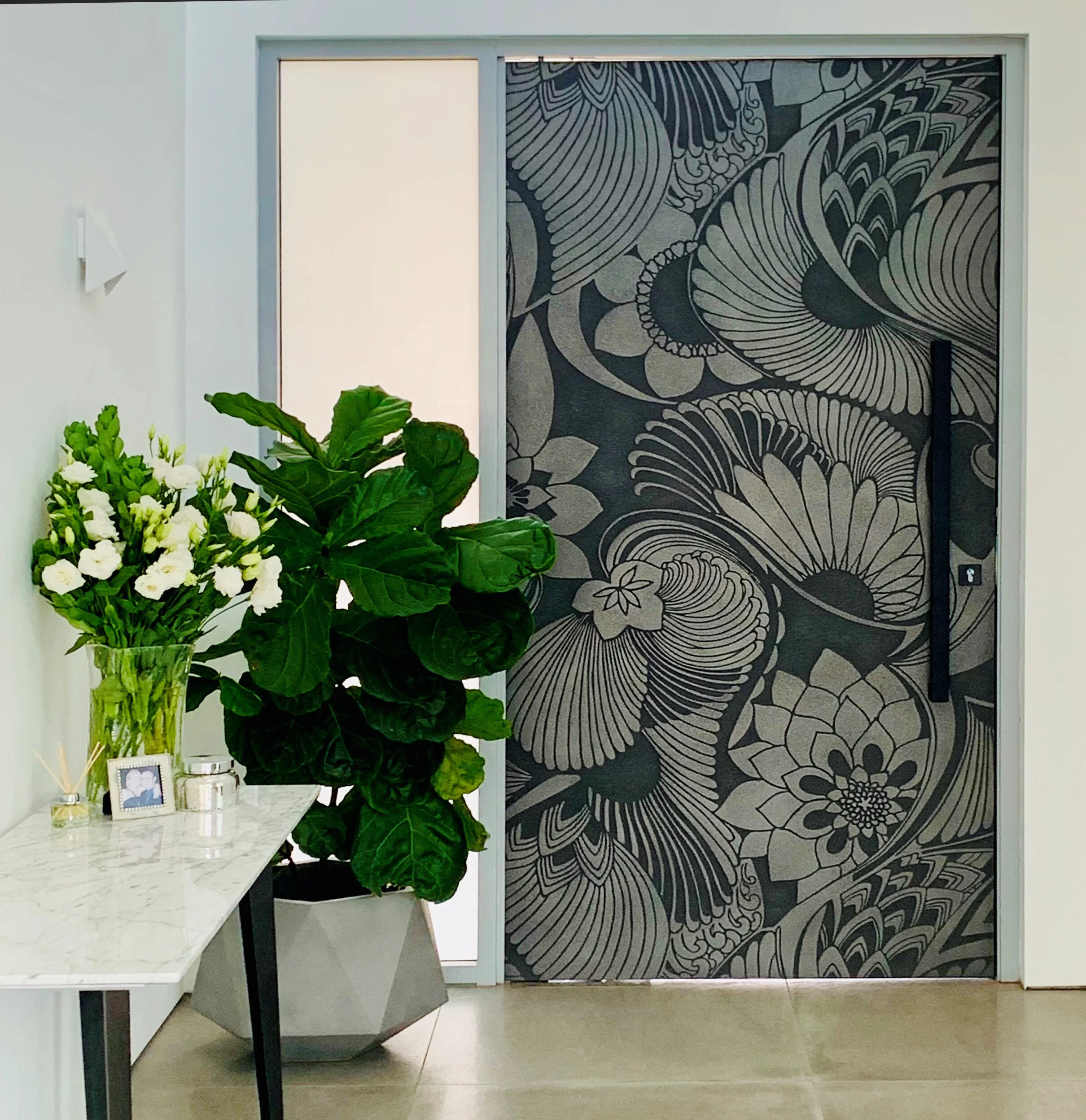 Florence Broadhurst Carved Aubrey Design | Coated in Pewter Pitted