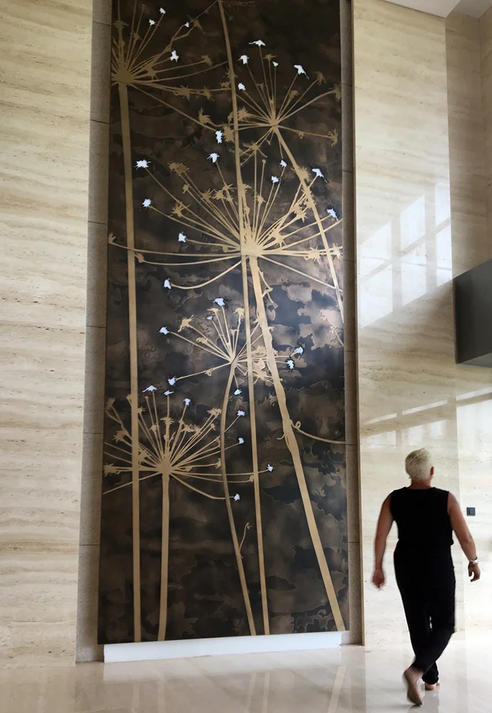 Dandelion Feature Wall | Bronze Fine Lunar Black Florentine & Gold Bronze Smooth
