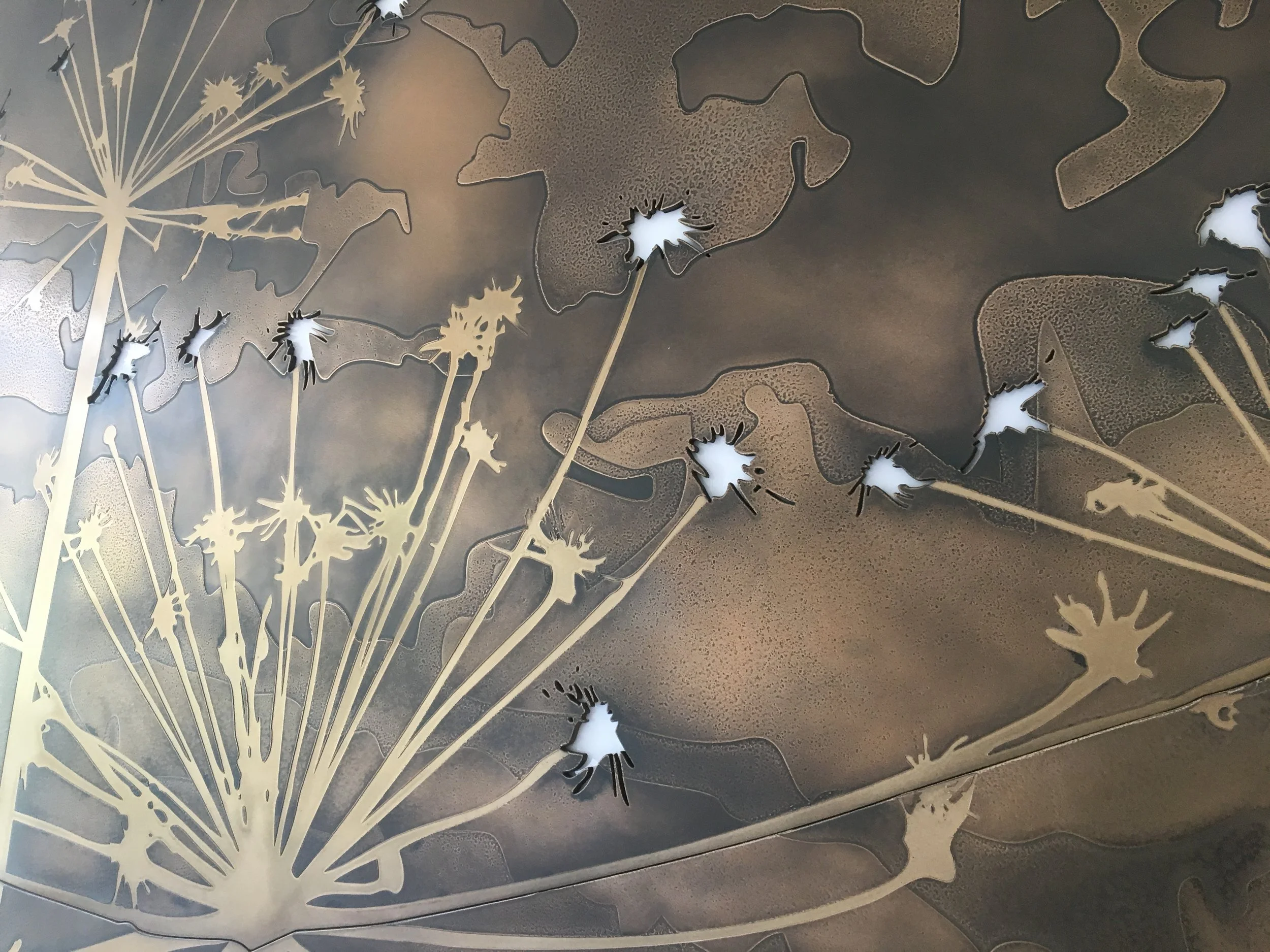 Bronze Florentine Lunar & Gold Bronze Feature Wall Dandelion Wall 1