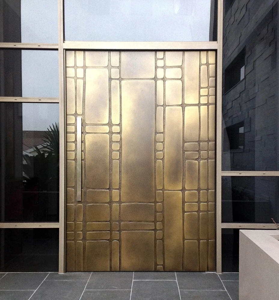 Glavan Carved Brass Brown Florentine Door