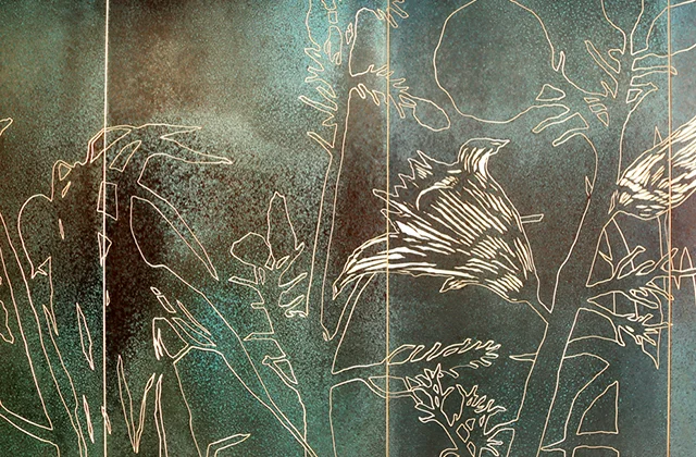 Pamela See Mirvac Tunnel Artwork | Low Iron Frost Glass LINK with Copper Pseudo Smooth Verdigris